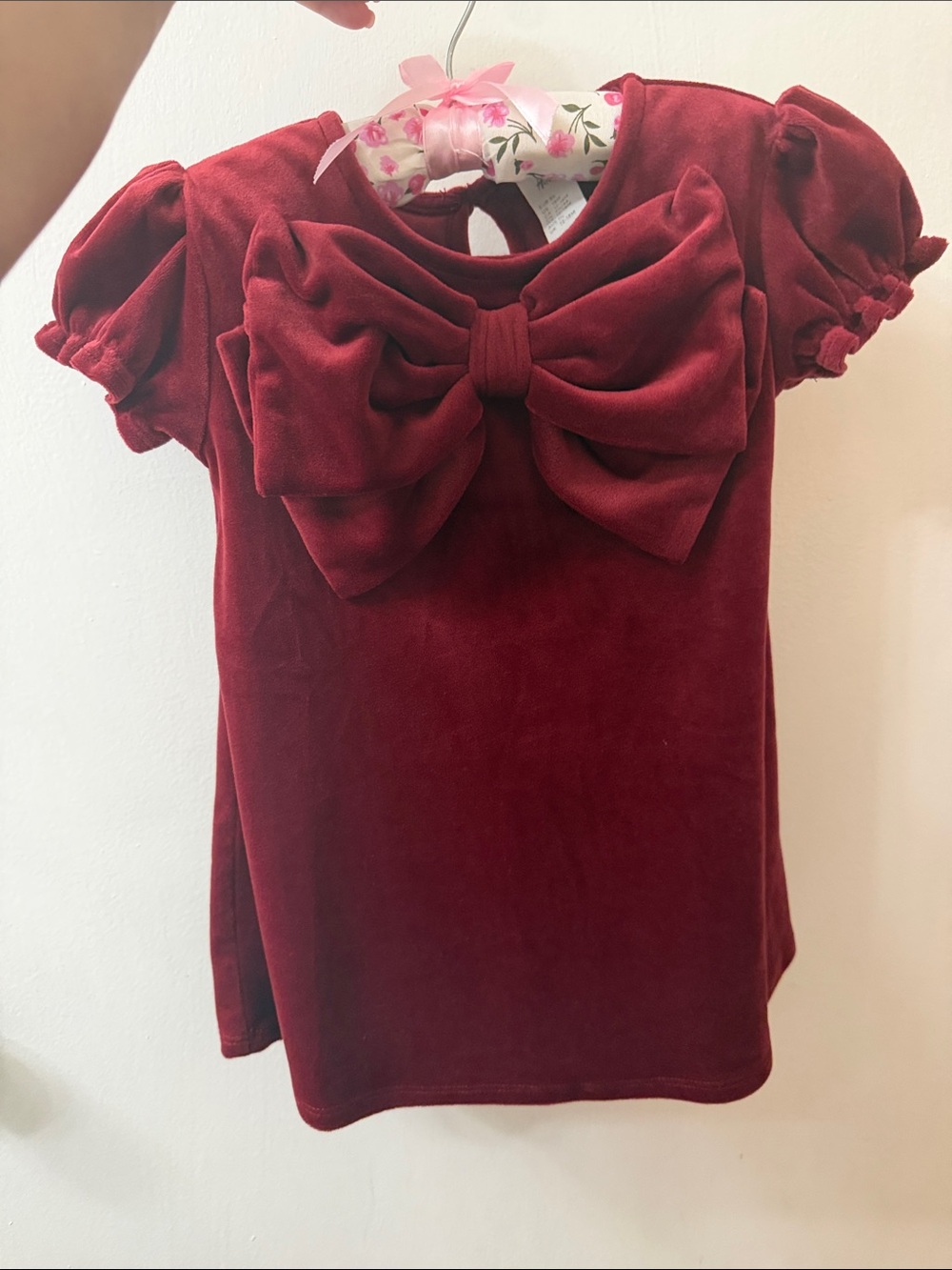 Girls Velvet Bow Dress - 18m
